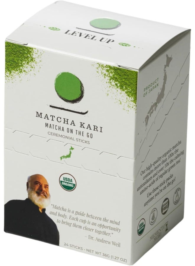 Matcha Kari Matcha Green Tea Powder Single Serving Sticks, Dr. Weil's Ceremonial Organic Matcha Powder Singles Packets - Individual Tea Packets (24) - Image 2